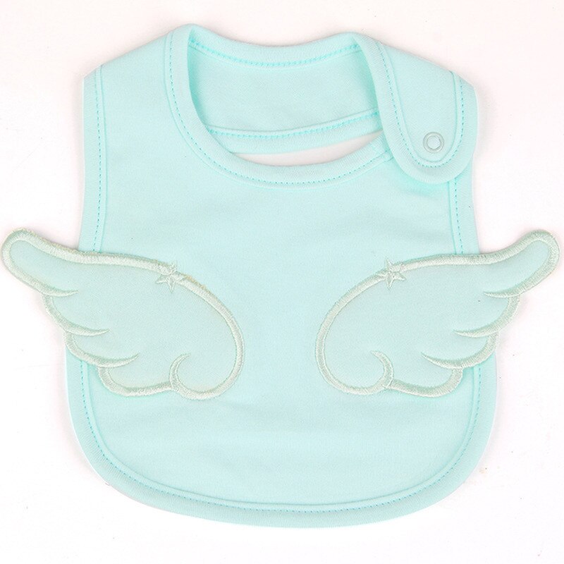 Cotton Embroidery Angel Baby Bib Baby Bib Baby Bib Cotton Baby Saliva Towel Absorbent Towel: green