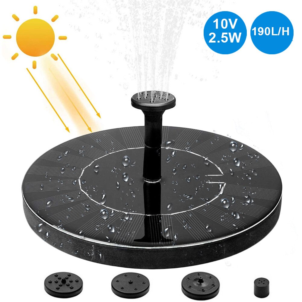 3.7V-10V /1.2W-3.5W Solar Fountain Floating Fountain Swimming Pool Water Pump Solar Panel LED Colorful Lights Shower Fountain: as shows  10V 2.5W