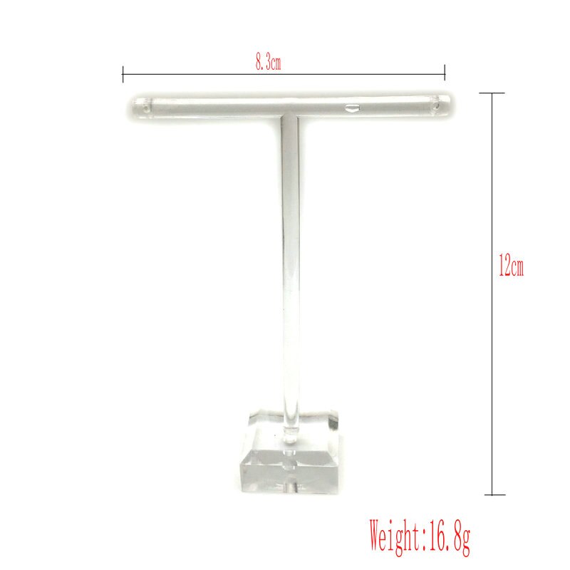 1 Juego tipo T soporte de exhibición de aretes de acrílico estante de exhibición de joyería soporte para pulsera Mental Rack marco