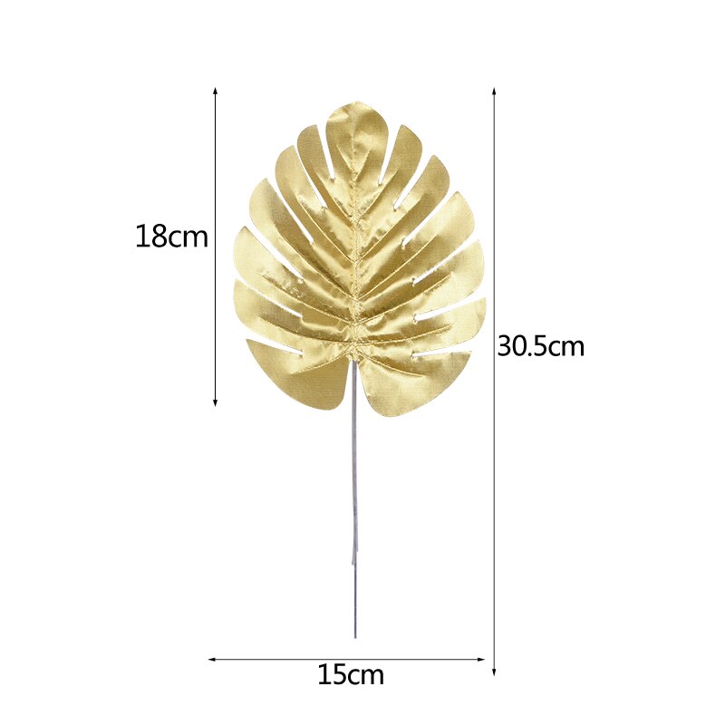 5/10 stk guld kunstige tropiske monstera blade silke palme plante til hawaii temafest hjemmehave dekoration tilbehør