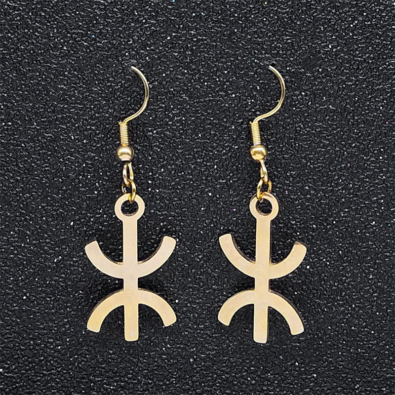 Afrika berber symbol vedhæng halskæde rustfrit stål guld farve amazing ⵣ bogstav etnisk amulet stil kæde halskæder smykker: Guldfarve