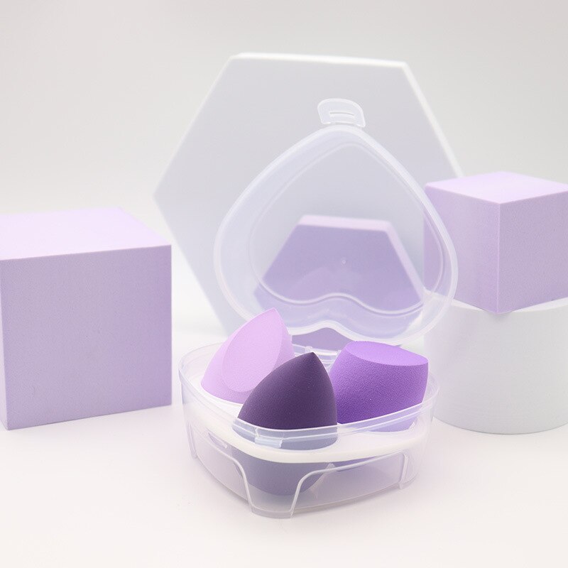 3/4 Piece Set Of Makeup Sponge, Puff, Healthy Latex Soft Sponge, Wet And Dry Set, Beveled Beauty Makeup Tool: 3 pcs Purple B