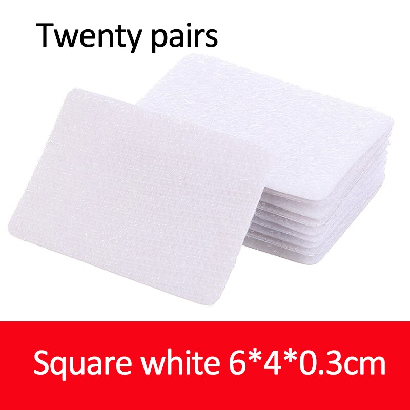 5/10/20 Pairs 60mm Strong Self Adhesive Fastener Dots Stickers Velcro Adhesive Tape For Bed Sheet Sofa Mat Carpet Anti Slip Mat: 20 Pair White Square