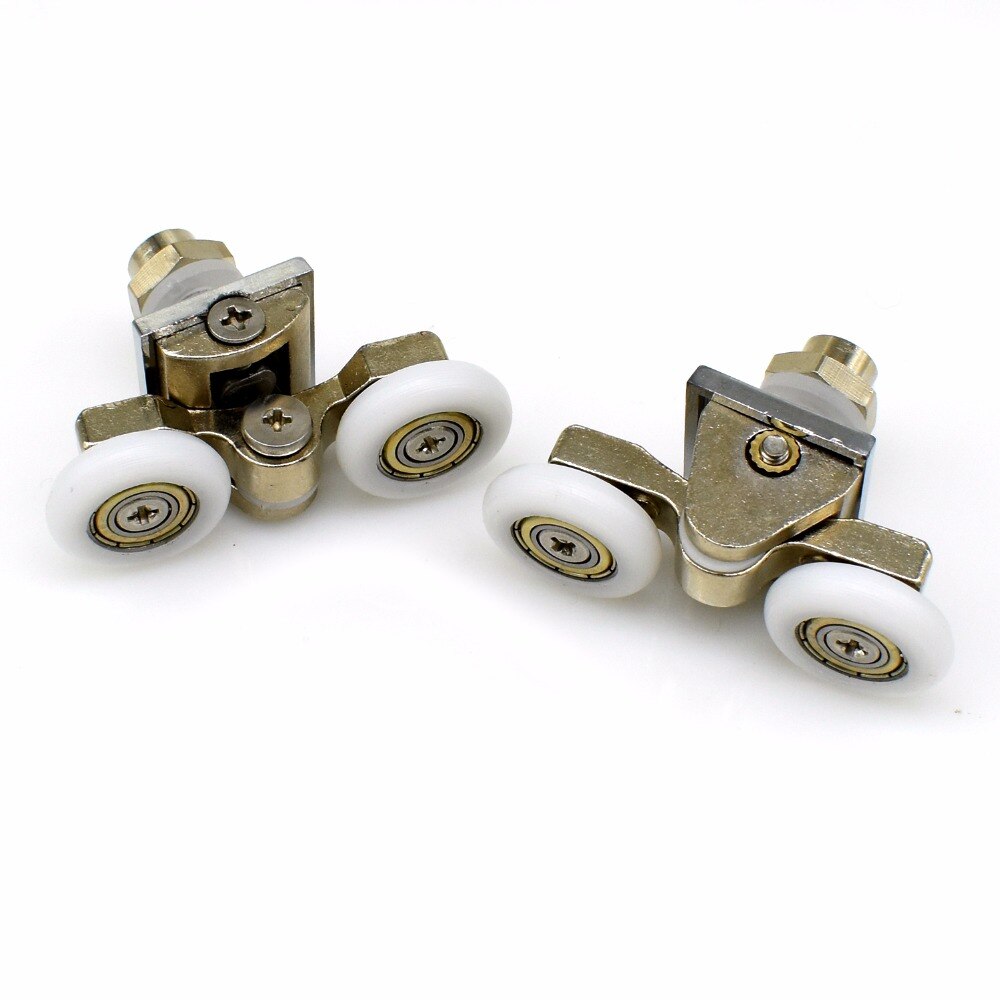 4Pcs 23/25mm Shower Wheels Stainless Steel Brass Shower Pulleys Replacement Door Rollers For Bathroom Fixture Hardware