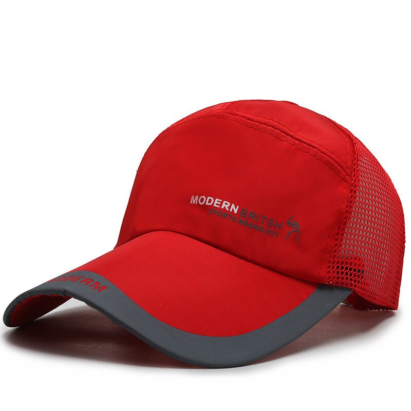 Sommarsolhatt casual baseballkepsar för kvinnor män bokstäver tryck perforerad toppad streetwear sport utomhuskeps: Röd
