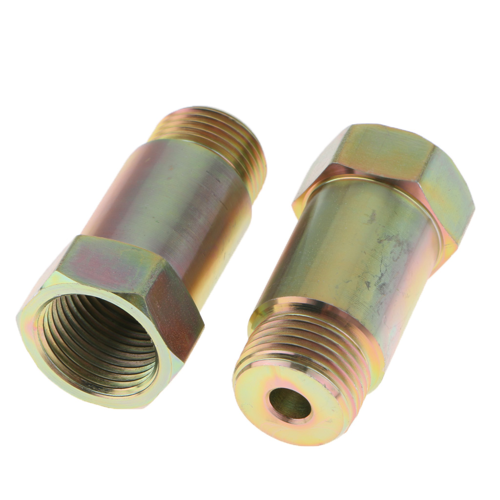 2PCS M18x1.5 O2 Oxygen Sensor Bung Adapter Extender Spacer 45mm Long Gold