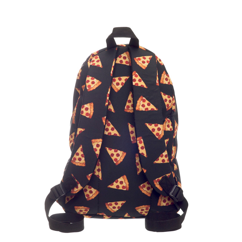 Zwart pizza 3D Afdrukken rugzak vrouwen mochila rugzakken who cares school mochilas rugzakken sac a dos rugtas zainetto