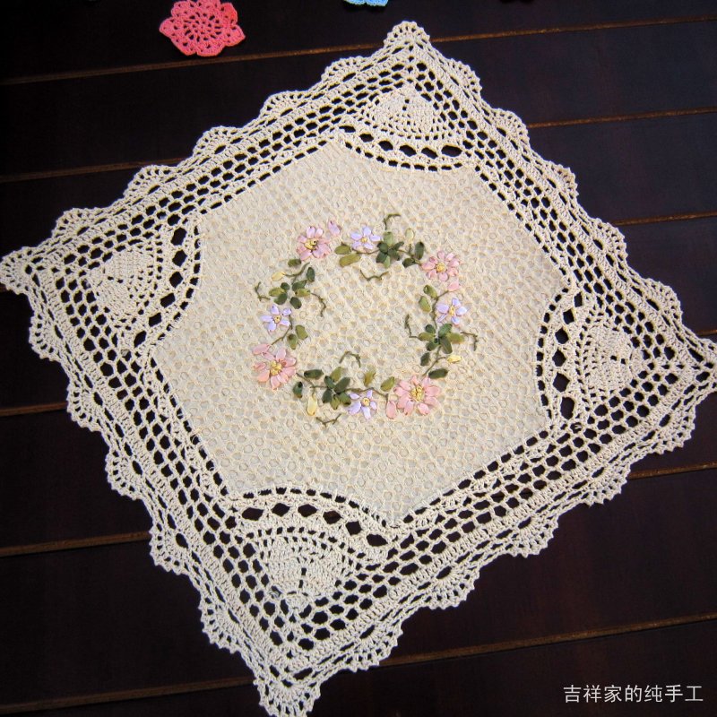 Borduurwerk bloemen 42cm vierkante bank handdoek geborduurd bord placemat 100%  katoenen stoffen tafelmatten bankhoes kussen