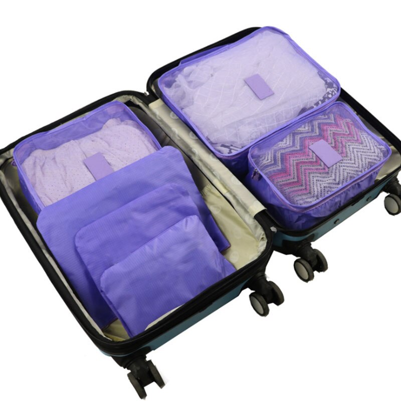 6 Stks/set Reizen Opbergtas Kleren Tidy Pouch Bagage Organizer Draagbare Opslag Case GR5: Paars