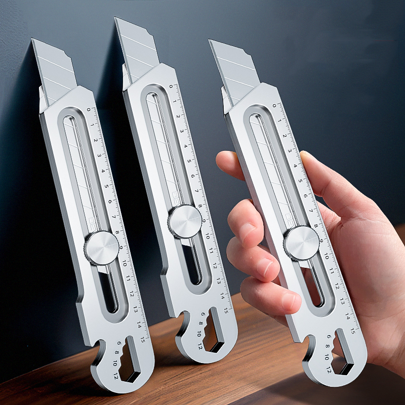 Multifunktionales Allzweckmesser, 6-in-1, Edelstahl, Prostok Mesa Cruzрия, Schreibwaren, Allzweckschneider, Flaschen- und Zinnöffner, Schraubenlineal