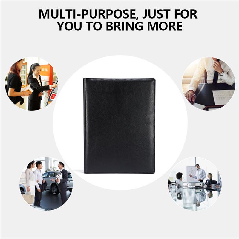 A4 PU Leather File Folder Multifunction Office Supplies Organizer Manager Document Pads Briefcase Padfolio Bags (Excluding Pen)