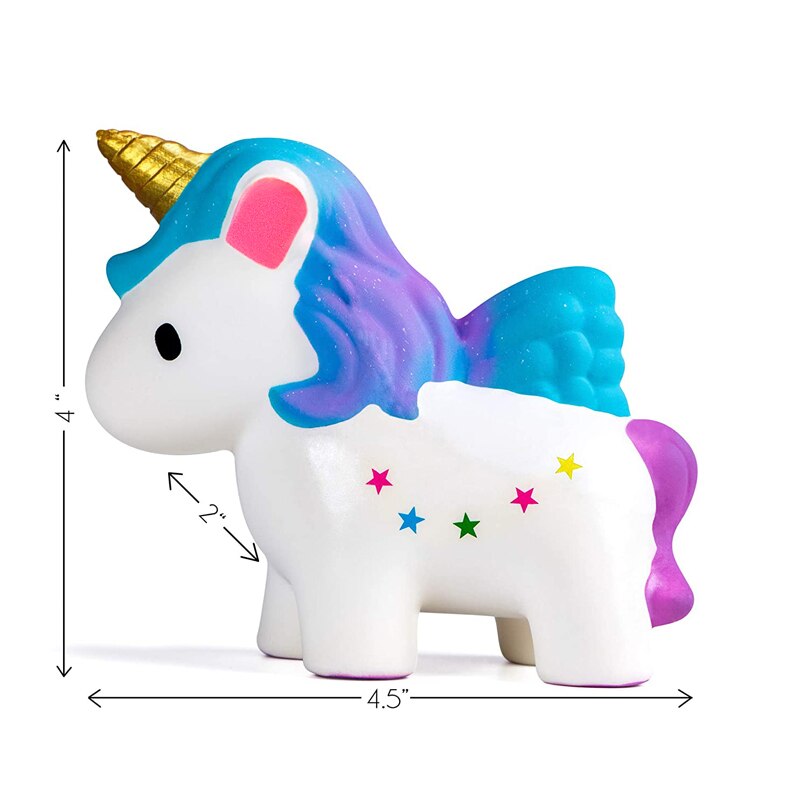 Jumbo kawaii farverig enhjørning squishy dyr squishies langsomt stigende stressaflastning klem legetøj til baby børn jul