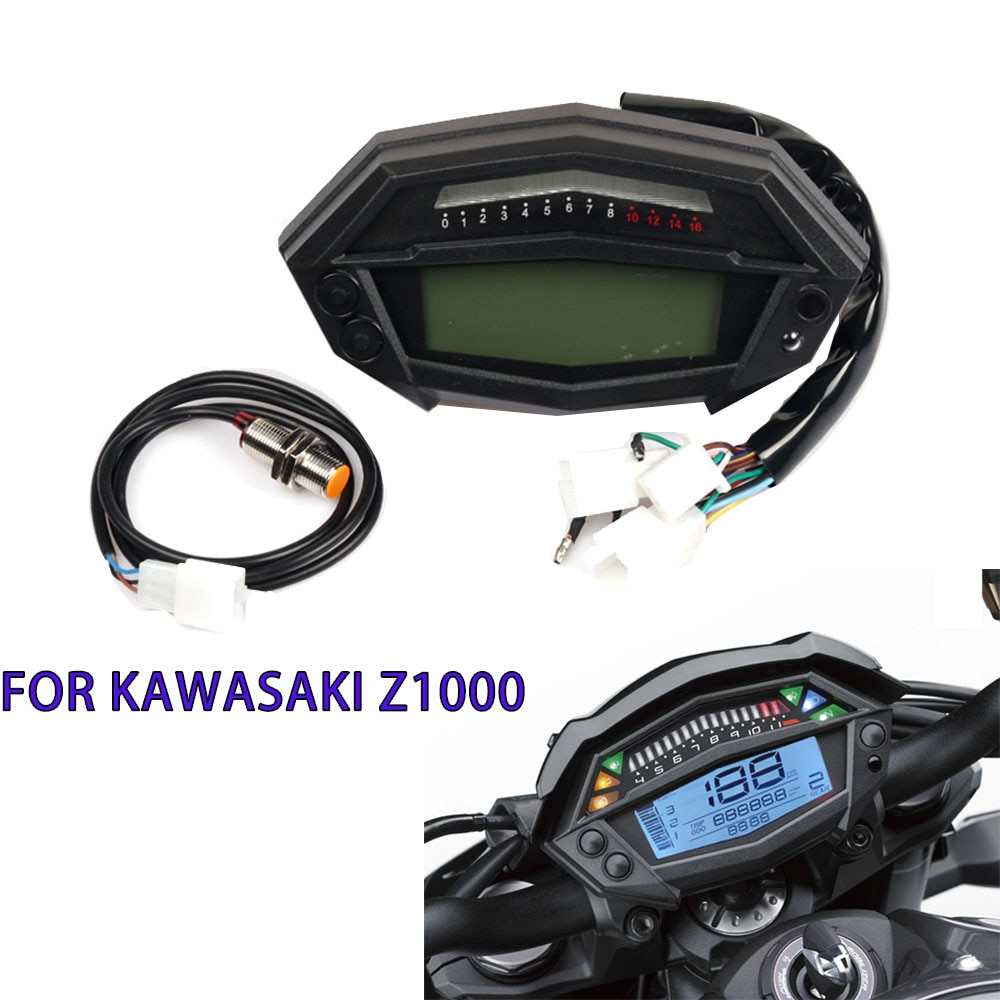 Für kawasaki Z1000 drehzahlmesser stunde Meter kilometerzähler LCD Digital tacho getriebe anzeige motorrad 7 farben tacho einstellen