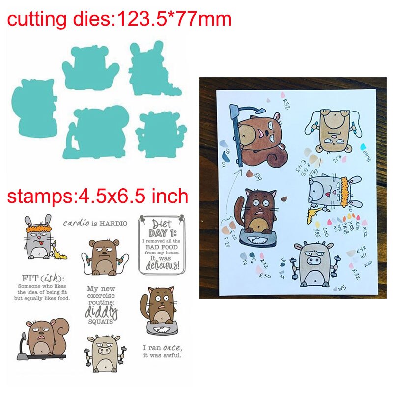 Set van 2 schattige kleine dieren (panda, kuiken, egel en zebra) met grappige sentimenten, stempel en stans voor doe-het-zelf scrapbooking: Ww0872 a 1 h 5611