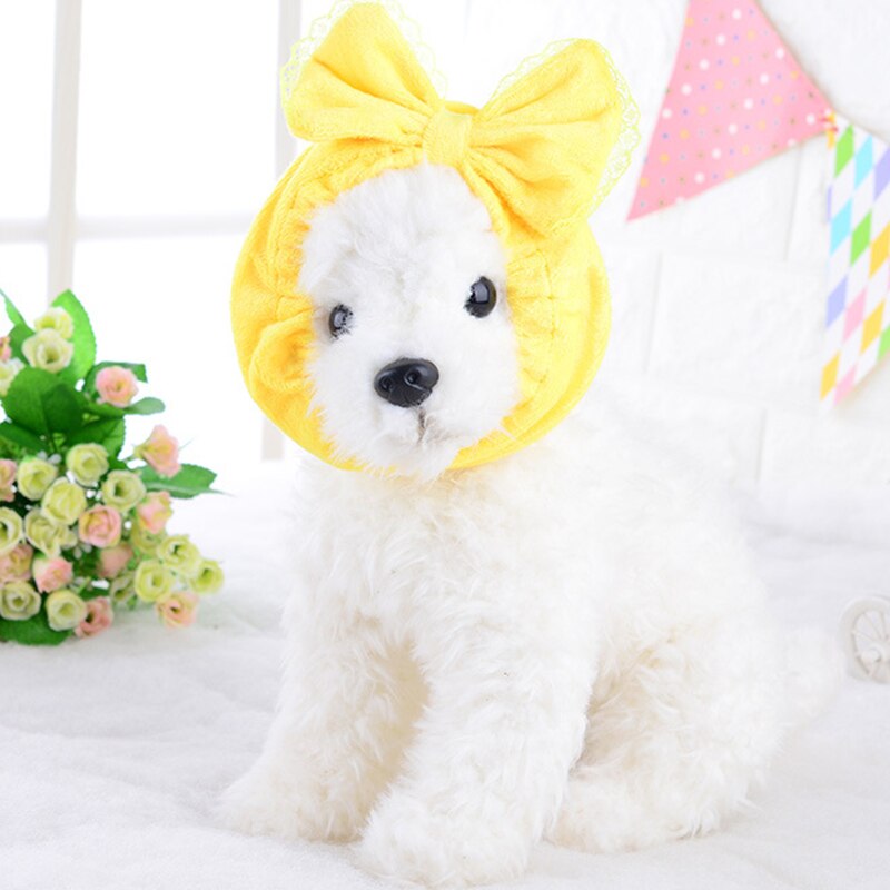 Bonnet de bain couleur bonbon pour chien, écharpe chaude pour animaux de compagnie, nœuds, accessoires de toilettage, bandeau pour cheveux,