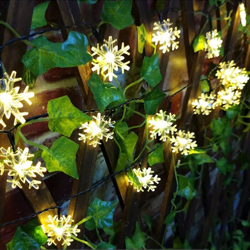 Led snöflinga ljusslingor soldrivna fairy lights julgirland utomhus vattentät trädgård bröllopsdekoration
