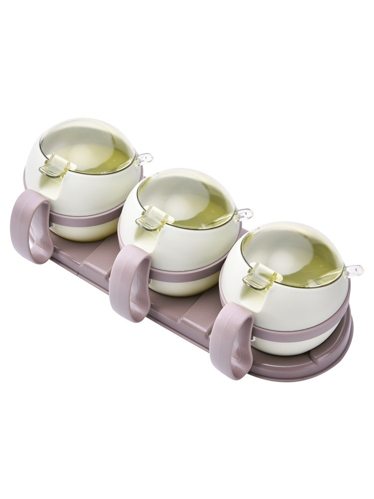 Plastic Kruiderij Box met Cover voor Huishoudelijk Gebruik Drie stuk Keuken Zout Tank Kruiden Doos Spice Container