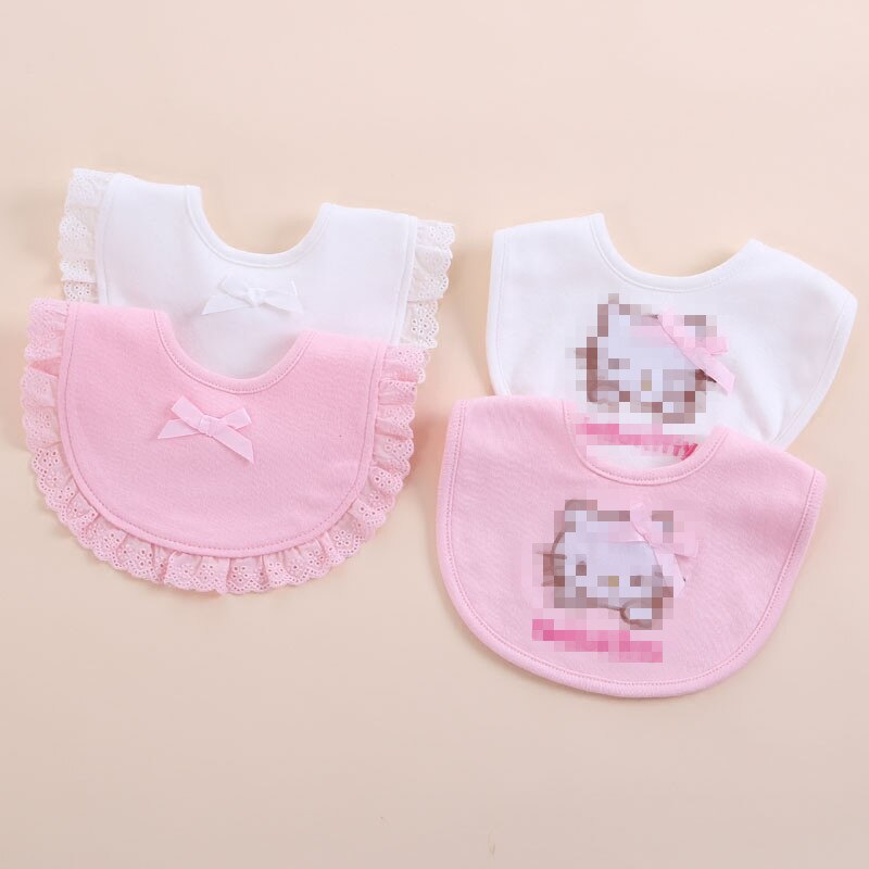 Slabbers 100% Katoen Kant Boog Roze En Wit Bib Baby Meisjes Leuke Bib Baby