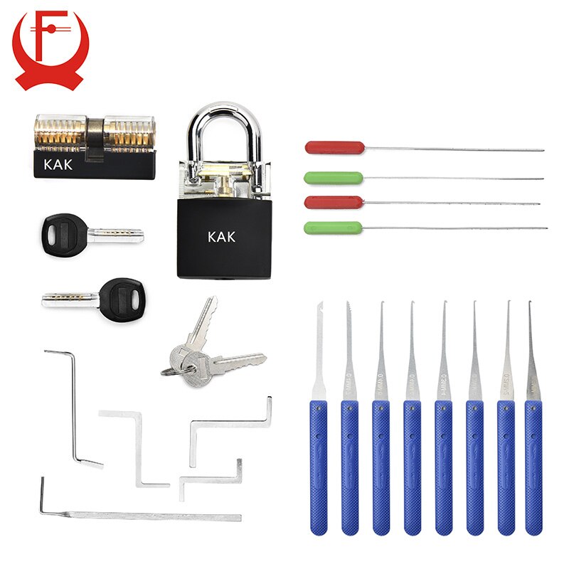 KAK Locksmith Practice Lock Tension Wrench Tool Pick Set Hook Combination Padlock Broken Key Extractor Tools Hardware With Cover: As shown in Figure 3