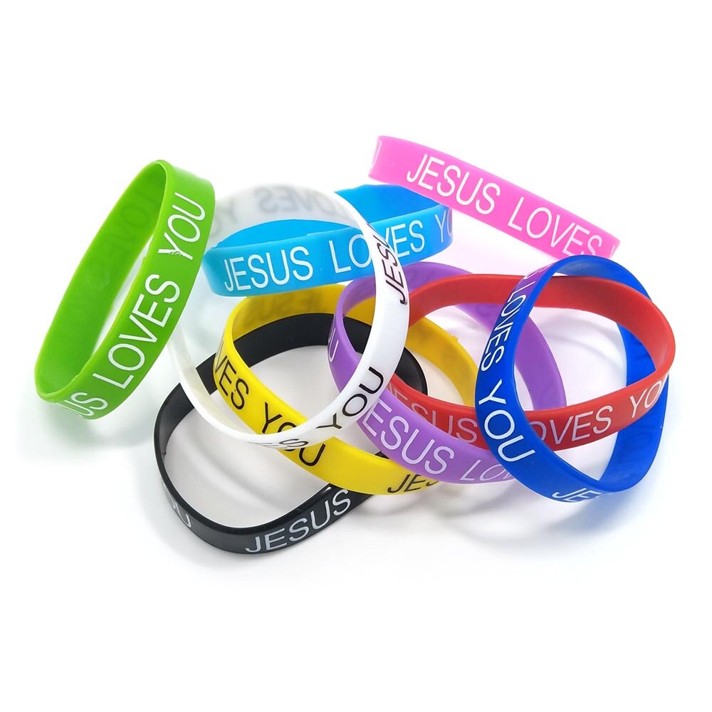 50 stück „Liebe Jesus“-armbänder aus umweltfreundlichem silikon, schmuck, farbmix (zufällige auswahl)