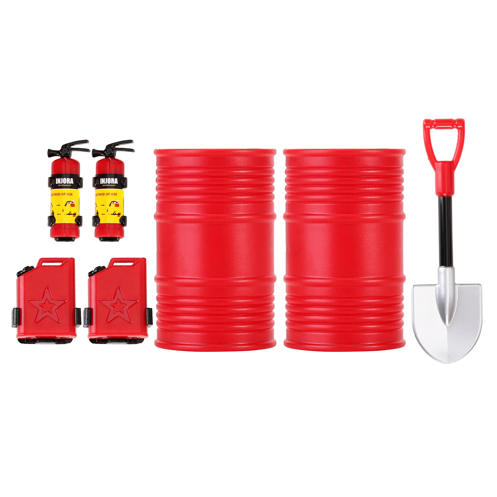 INJORA-extintor de incendios con decoración moldeada, pala para tanque de combustible, tambor de aceite para coche trepador de control remoto TRX4M SCX24 FCX24 Enduro24 1/18 1/24: Gris claro