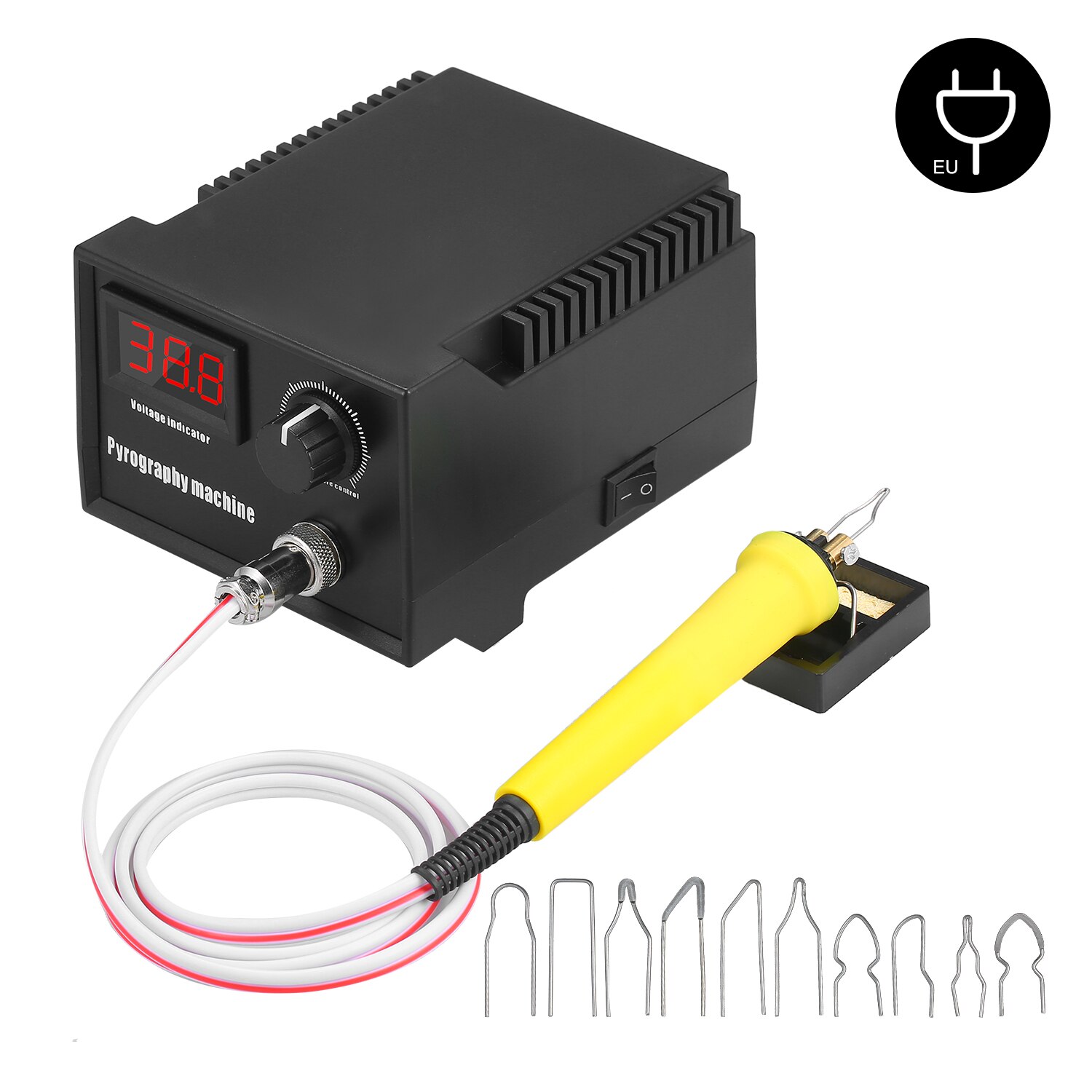 60W 220V Woodburner Wood Burning Tool Kit Adjustable 0℃-800℃ Digital Display Pyrography Pen Set Electric Soldering Iron: combo 2 / US