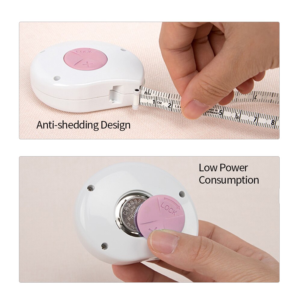 Digitale meetlint lichaamsdeel omtrek intrekbare meetlint registreert resultaten metingen 150cm meetbereiken