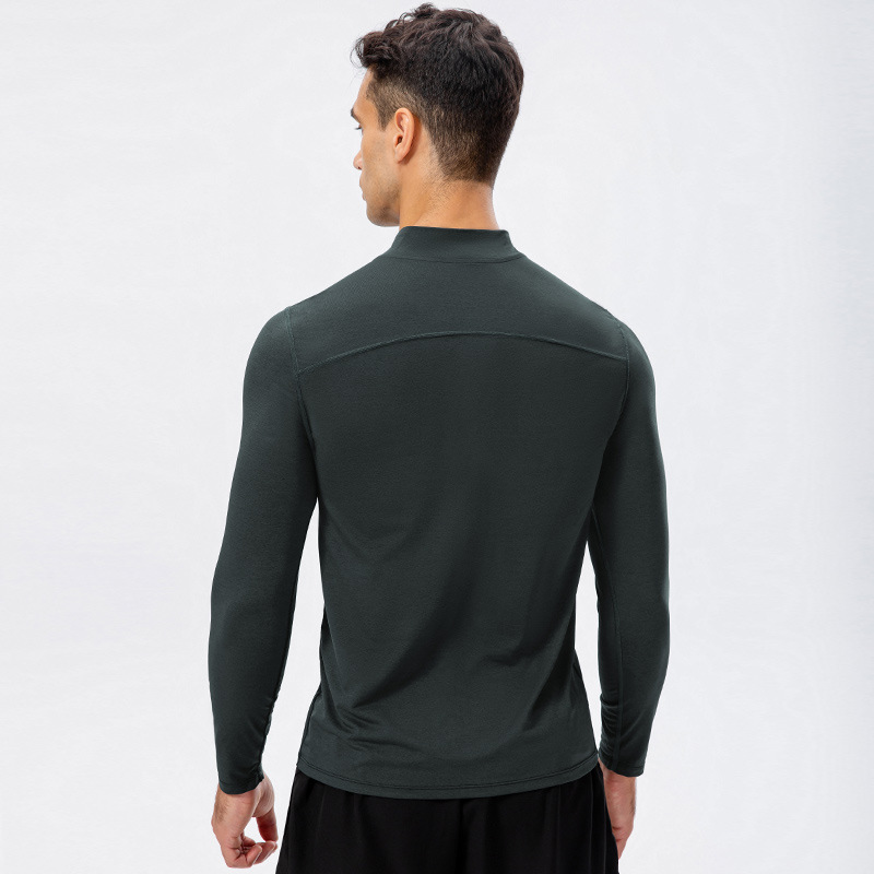 Herren Herbst Fitness Langarm Quick-Dry Lauf Tops Half-Reißverschluss Slim-Fit Training Sweatshirt Baselayer Unterhemden