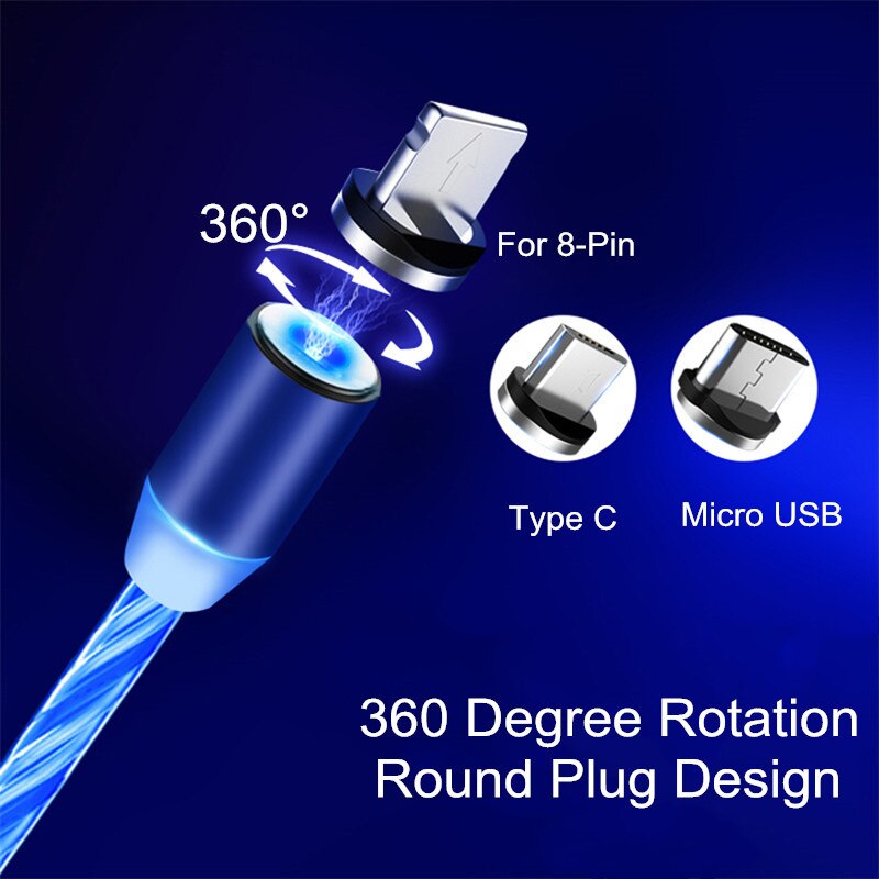 Câble USB Micro et LED de Type C, 1M, lumière aux couleurs vives, Charge rapide, pour iPhone 11, 12 Pro Max, 6S, 7, 8 Plus, X, XR, XS