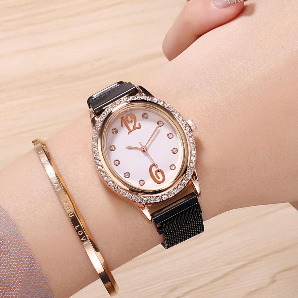 Horloge Vrouwen Luxe Diamond Quartz Horloges Voor Dames Magnetische Elegante Vrouwelijke Klok Eenvoudige Vrouwen Horloges Montre Femme