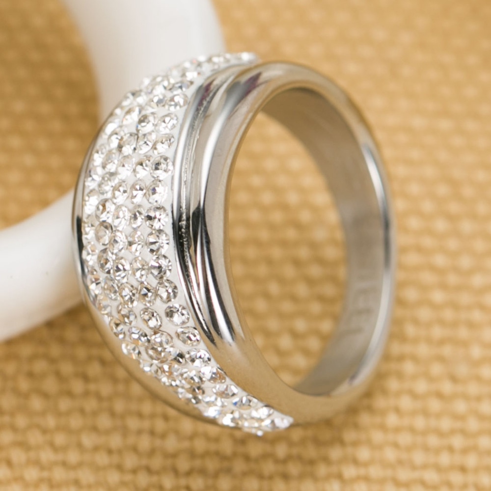 Bague en acier inoxydable NIBA 316L pour femme avec cristal autrichien Stellux de supérieure