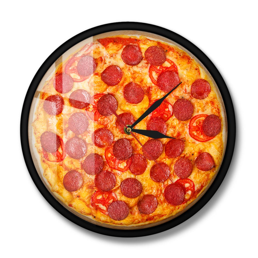 Italian Pepperoni Pizza Wall Clock Italian Restaurant Pizza Clock Pizzeria Pasta Diner Chef Vintage Sign Clock Watch