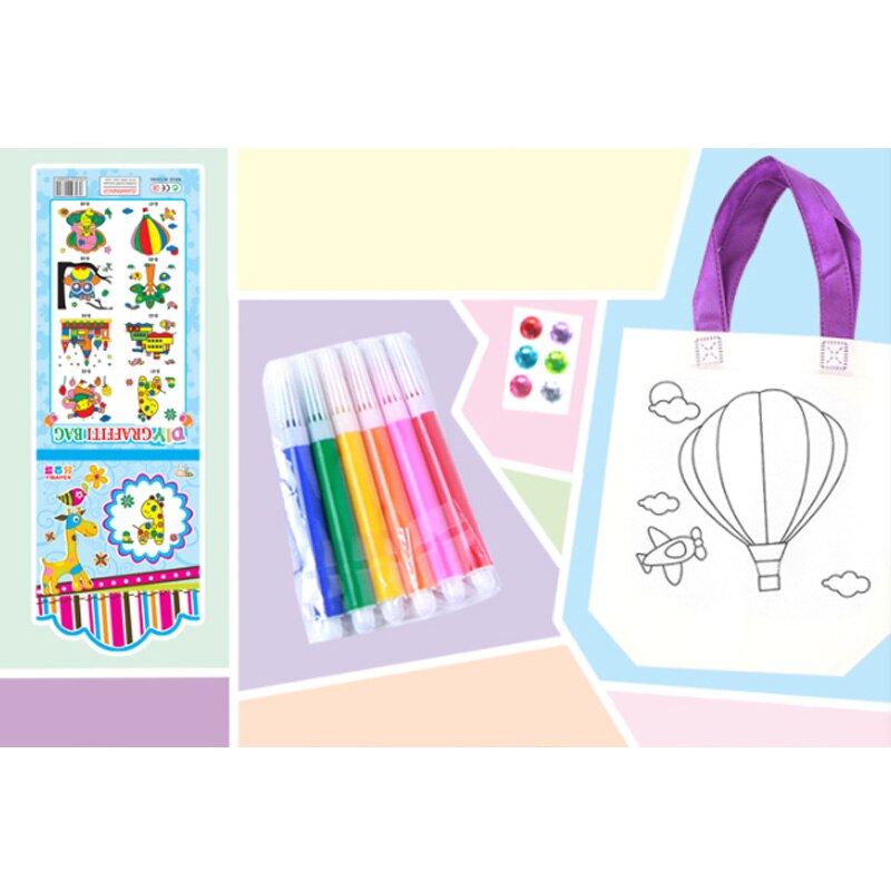 Bolsos pintados a mano de Graffiti para niños de tela no tejida, bolsos pintados a mano 22*25 CM, bolso de mano 1 Uds./5 uds.