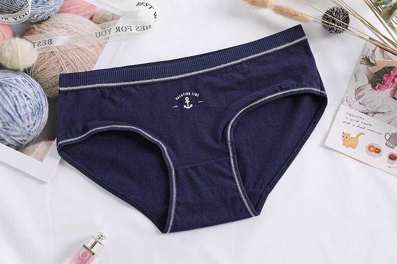 Lady briefs 5pcs/lot Women's cotton panties navy Deep ocean series underpants cotton girl underwear AM-9521