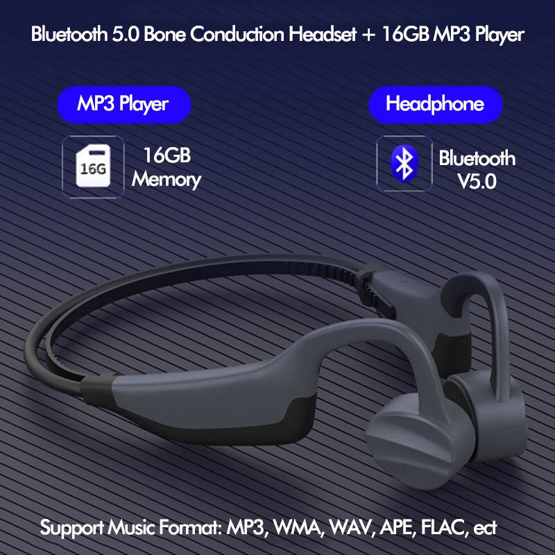 Mp3 & bluetooth 2 in 1 luun johtavat kuulokkeet uimiseen ipx 8 taso vedenalainen 3 metriä vedenpitävä 16gb muisti 8 tuntia toistoa