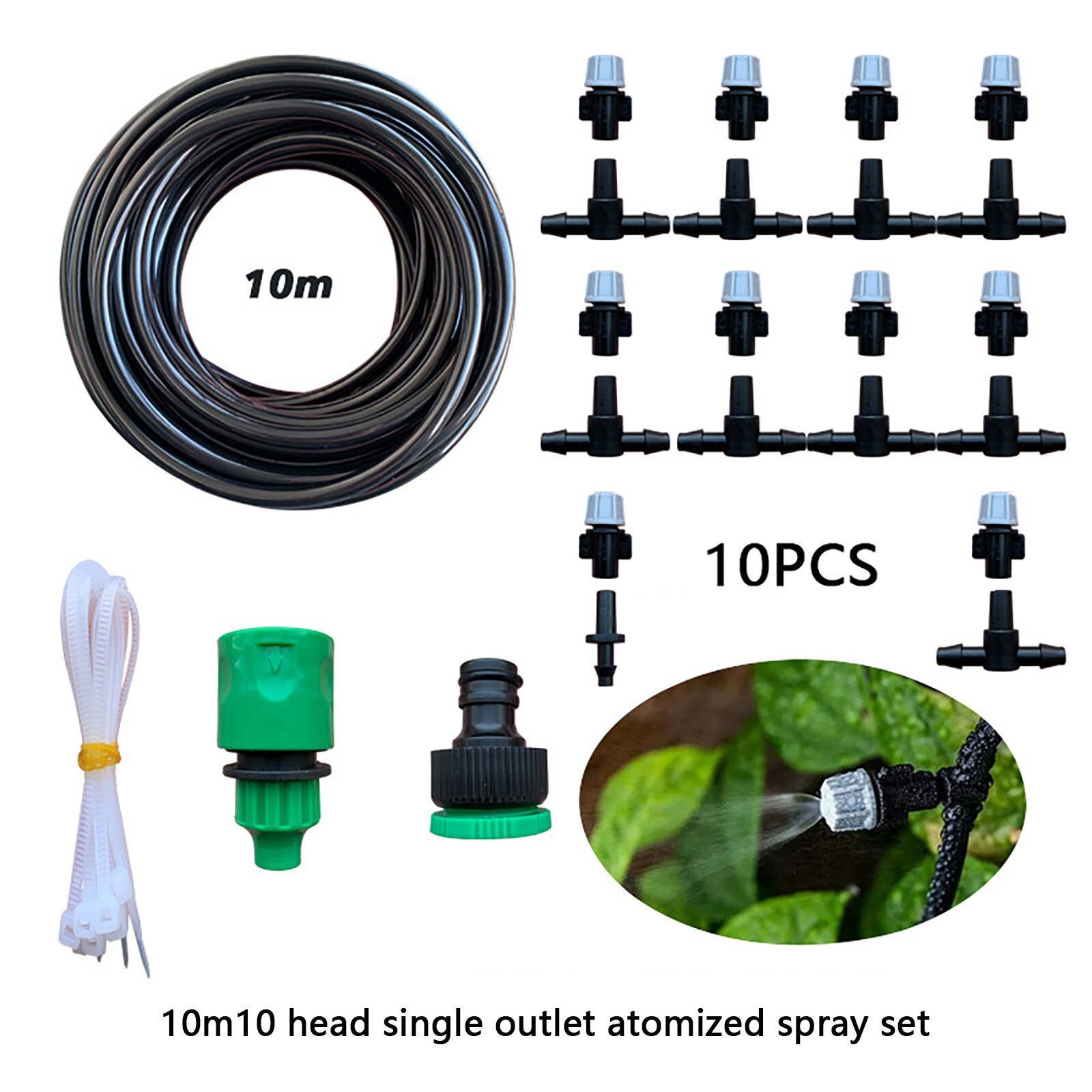 10 meters water mist cooling system kit summer sprinkler brass nozzle outdoor garden greenhouse park plant spray hose watering
