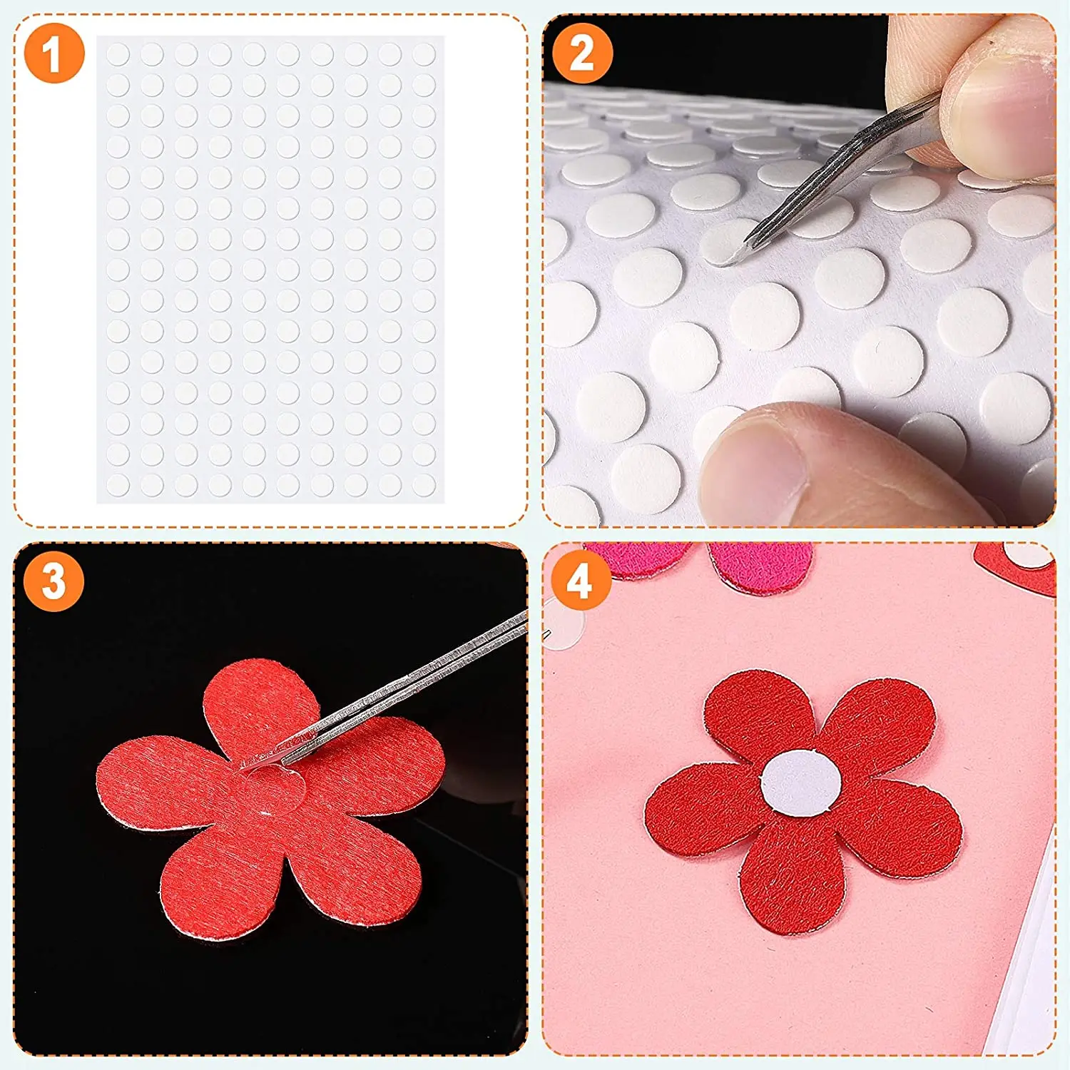 100 pz 1/0.5 cm Adesivo Nastro Biadesivo Adesivi Rimovibili Rotondi Appiccicosi Tack Nessuna Traccia Piccoli Adesivi per la Decorazione del Festival