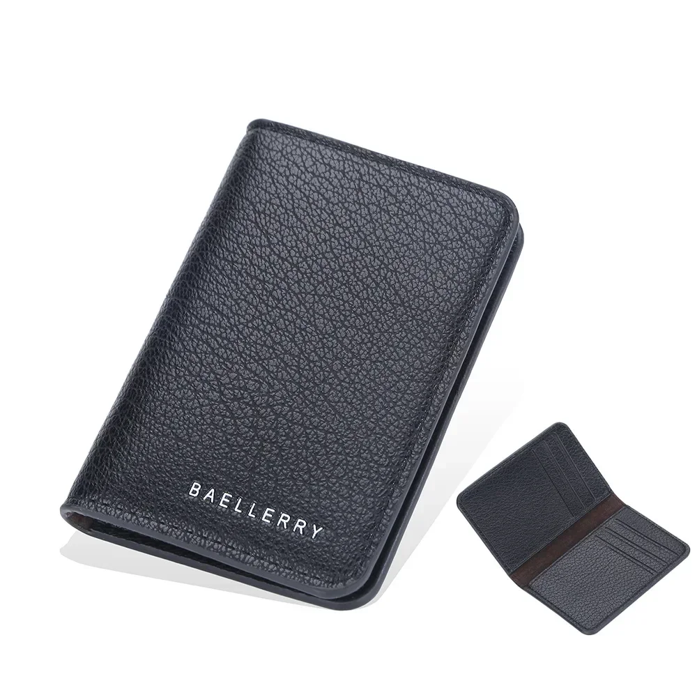 Práctica cartera plegable para hombre, tarjetero de cuero suave, Mini tarjeteros, billeteras, tarjetero fino, bolsos pequeños para mujeres y hombres: COFFEE