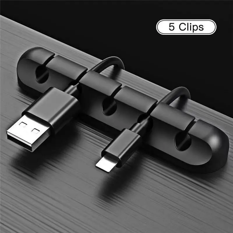 Cable Organizer Silicone Cable Clips Cable Management Cable Winder Desktop Tidy Manager Mobile Phone Data Cable Organizer: PURPLE