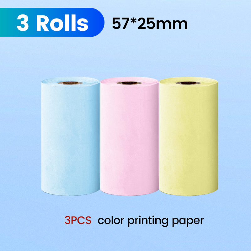 Mini-Druckerpapier, Thermopapier, Etikettenaufkleber, farbiges selbstklebendes Papier für drahtlosen Bluetooth-Foto-Tintenloser Drucker: WHITE