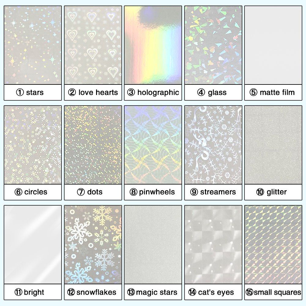 10 blätter Gebrochen Glas Hologramm Kalt Laminierung Film Aufkleber A4 Blätter Stern glänzend Punkte DIY Paket Karte Foto Holographische Film