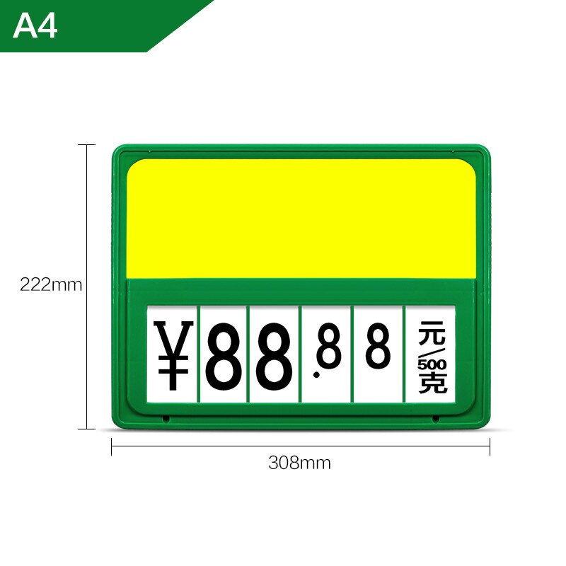 Panneau publicitaire pour fruits et légumes Pop A4 A5, en carton pour plafond, prix, étiquette avec nom, prix ajustable: Green-A4