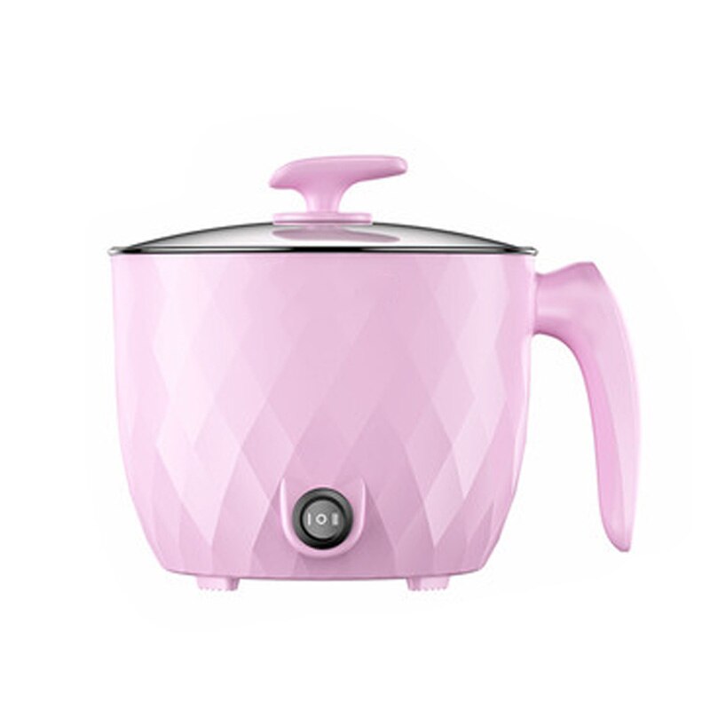 DMWD 220V Multifunctional Electric Cooker Heating Pan Electric Cooking Pot Machine Hotpot Noodles Rice Eggs Soup double Steamer: Pink