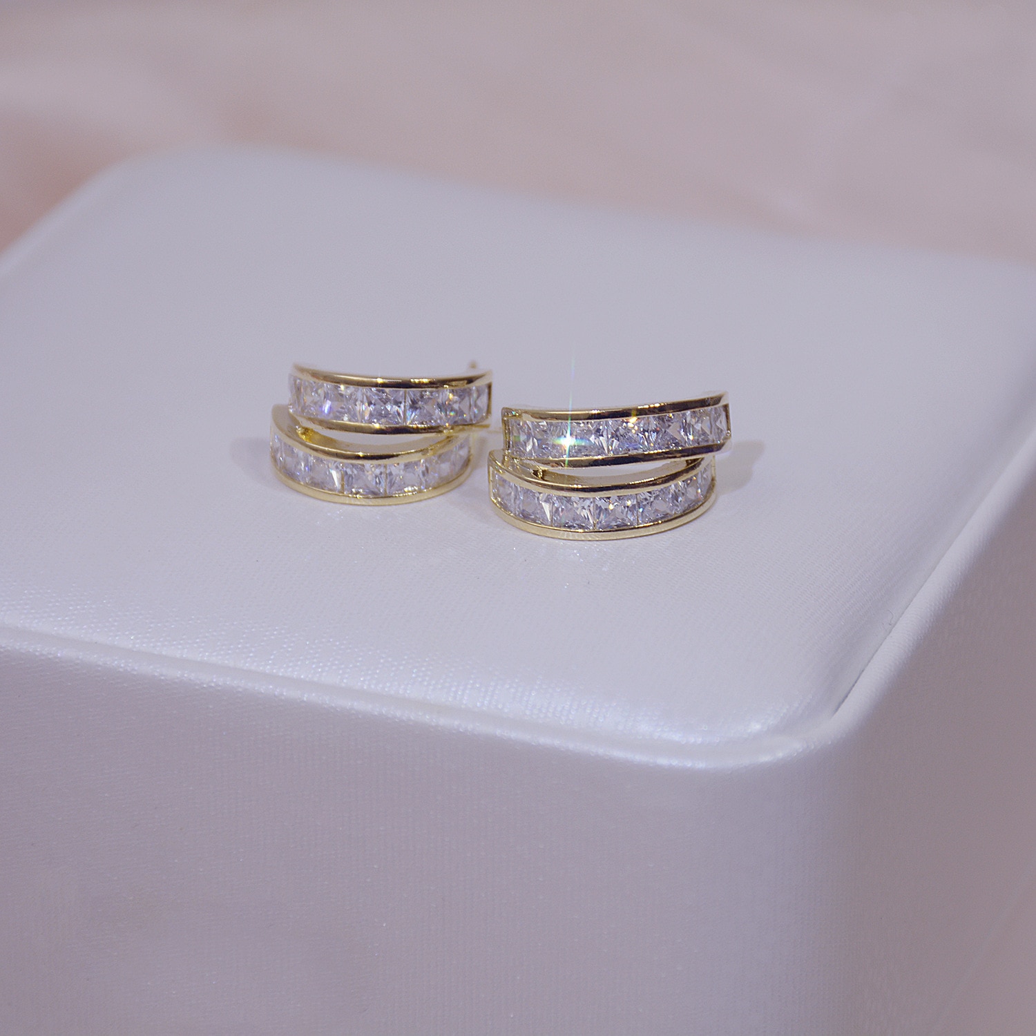 Boucles d'oreilles élégantes en or véritable 14K pour femmes, bijoux délicats en Zircon cubique AAA, Style Simple