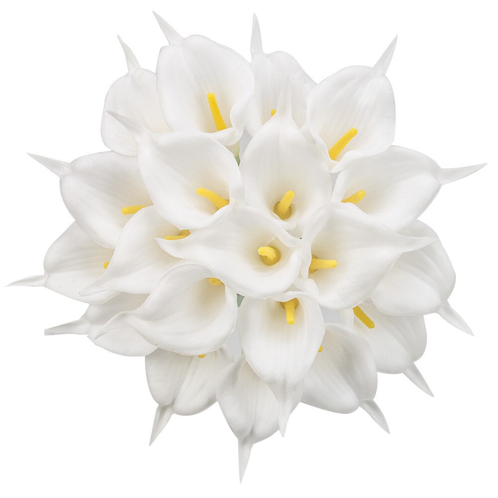 Calla lilje ægte berøring kunstig blomst til bruden bryllup buket indretning: Hvid og gul
