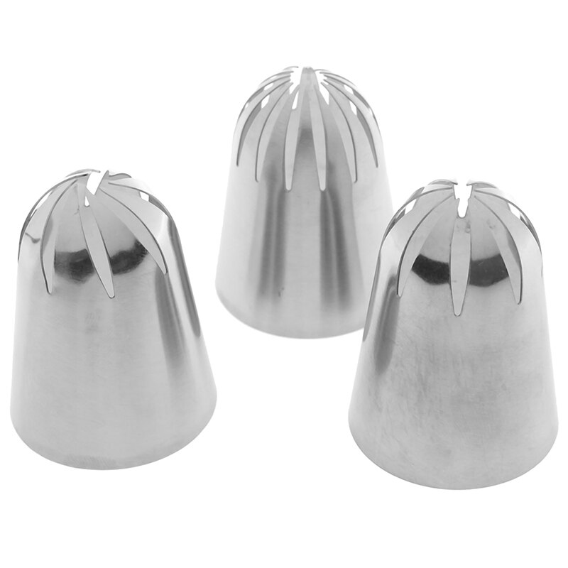 3 Pcs Rvs Cake Nozzles Russische Gebak Tip Icing Piping Nozzle Decorating Gereedschap Fondant Zoetwaren Sugarcraft