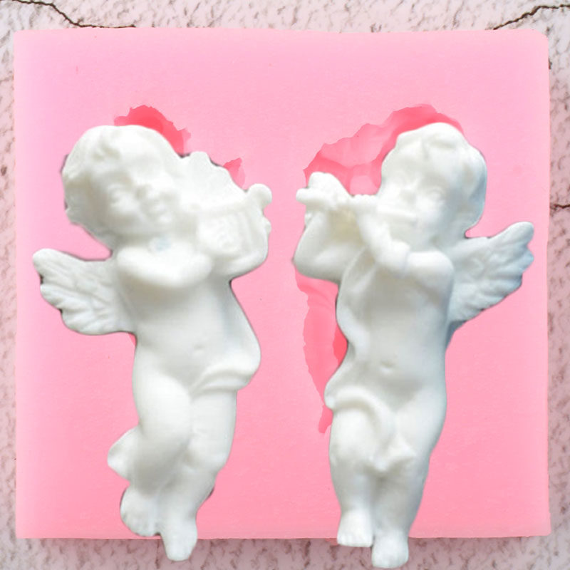 3D Music Angel Baby Siliconen Mallen DIY Party Cupcake Topper Fondant Cake Decorating Gereedschap Snoep Klei Chocolade Gumpaste Mallen