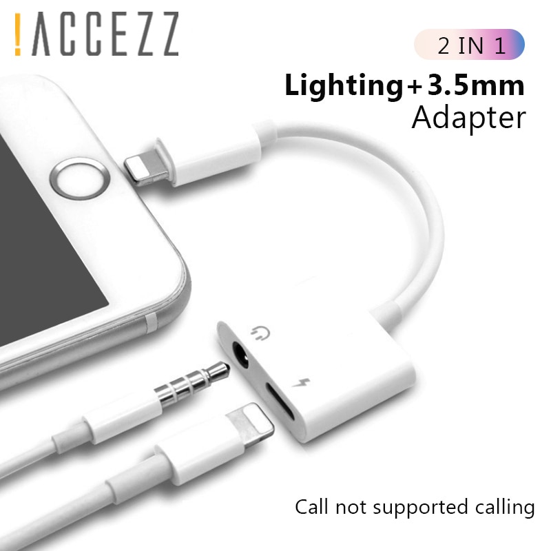 ¡! ACCEZZ-Adaptador 2 en 1 para iPhone X, 7, 8 plus, XS, MAX Splitter, conector de 3,5mm, Cable auxiliar para auriculares, adaptadores de conector de carga de escucha