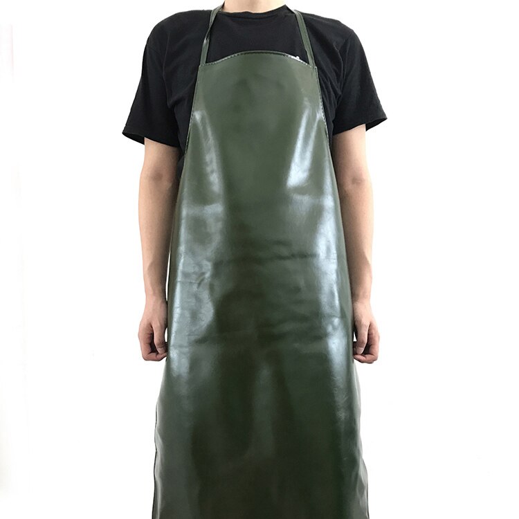Waterproof Oil-proof Aprons Leather Bib Apron Labor Working Protective Clothing For Canteen Kitchen Restaurants Length 95cm: Dark green