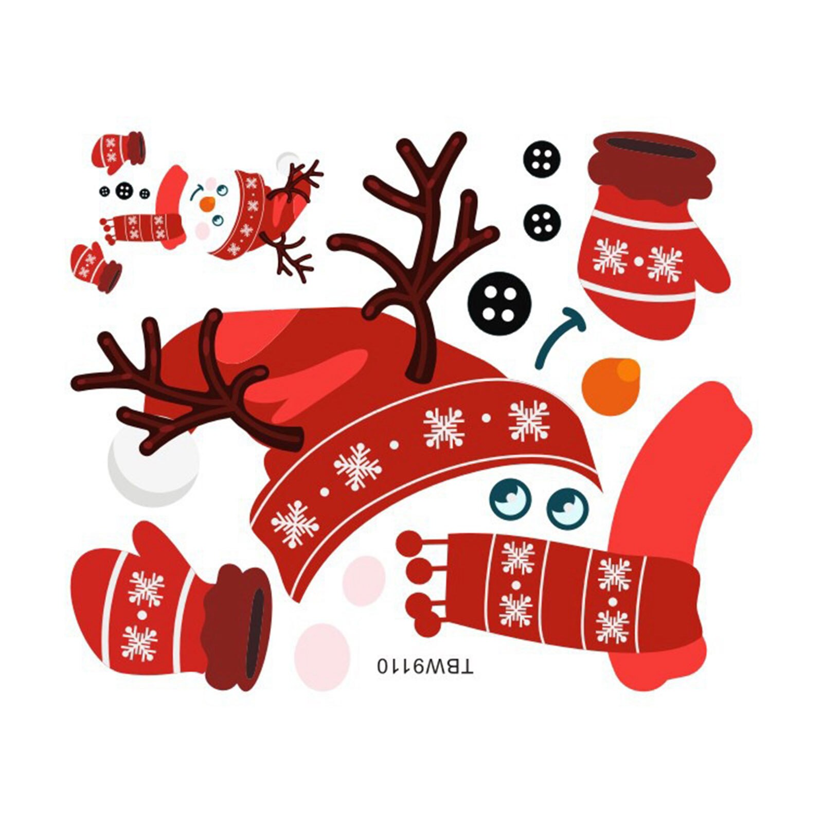 Waterproof Christmas Fridge Sticker, DIY Self-adhesive Cartoon Snowman Wall Sticker